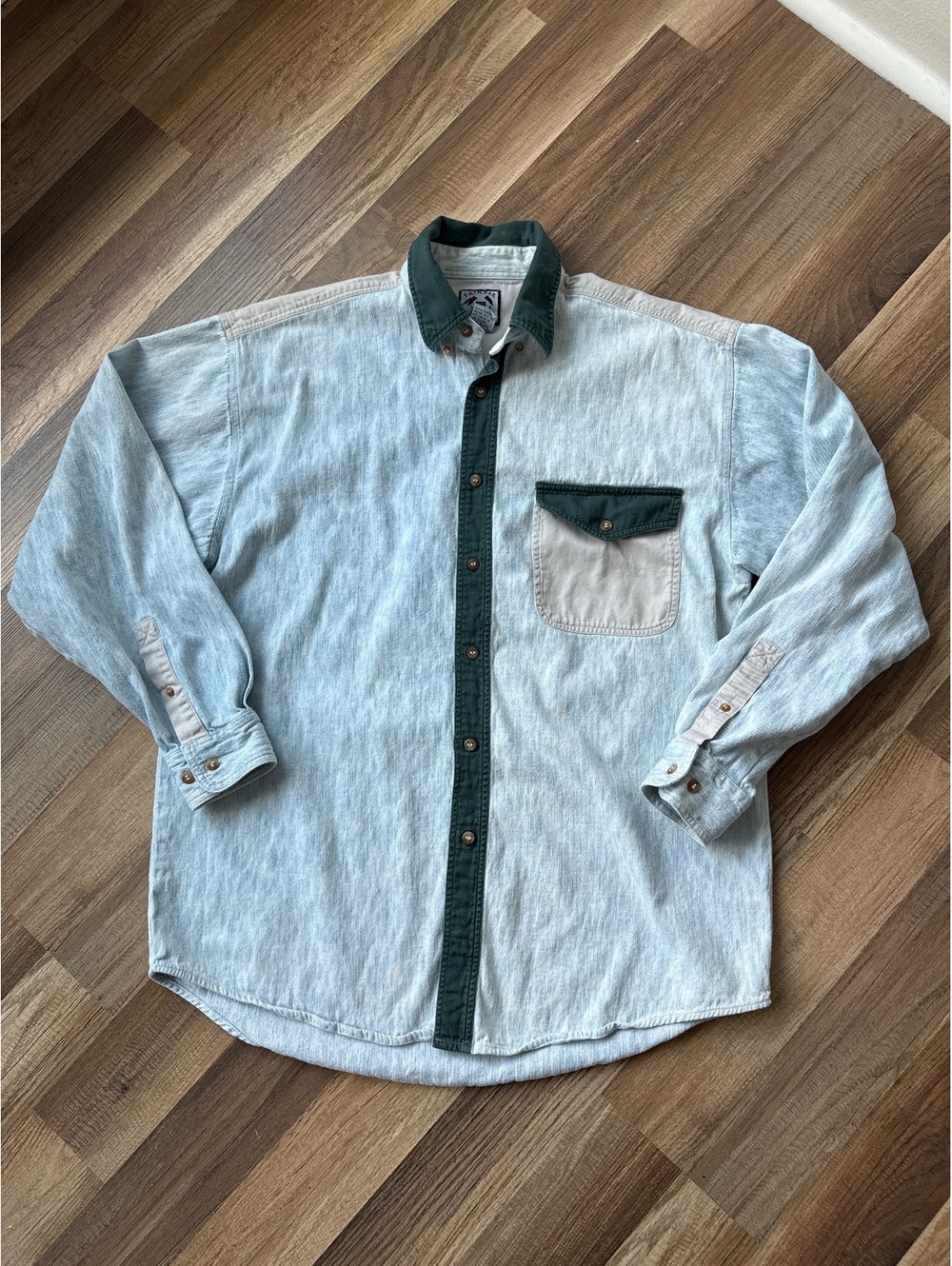 Vintage 90s Fairfax for J. Riggins Shirt M Colorblock Oversized Cotton Button Up
